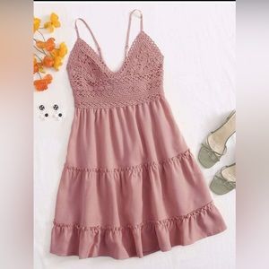 SHEIN Pink Lace Mini Dress